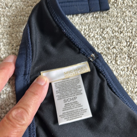 Michael Kors Midnight Blue Halter Bikini top. Darling top with gold MK Emblem. - Picture 6 of 6